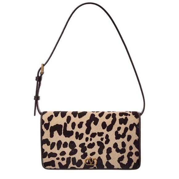 Valentino Handbags - Valentino Vlogo Haircalf & Leather Shoulder Bag, Brown